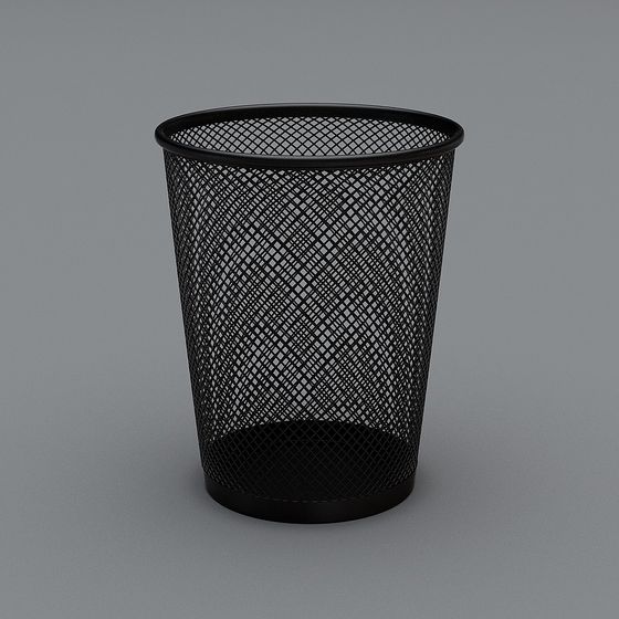 Stylish Metal Hollow Trash Bin 3D model