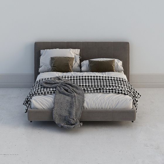 Stylish Low-Polygon Bed 3D model