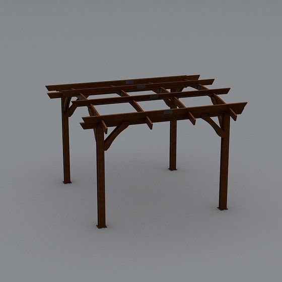 Low-Poly Wooden Pavilion 3D model