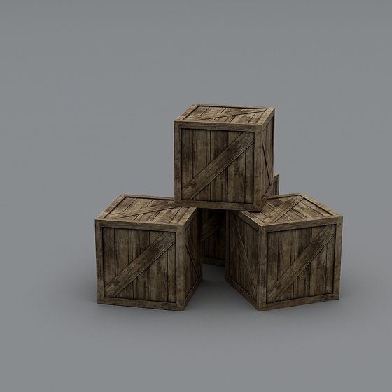 Industrial Style Wooden Crate 3D model for Creative Projects