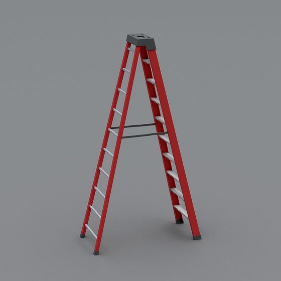 Vibrant Red Ladder 3D model