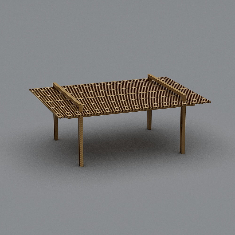 Minimalist Wooden Dining Table 3D model