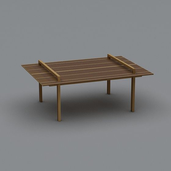 Minimalist Wooden Dining Table 3D model