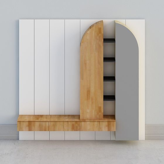 Elegant Curved Bookshelf 3D model for Contemporary Spaces