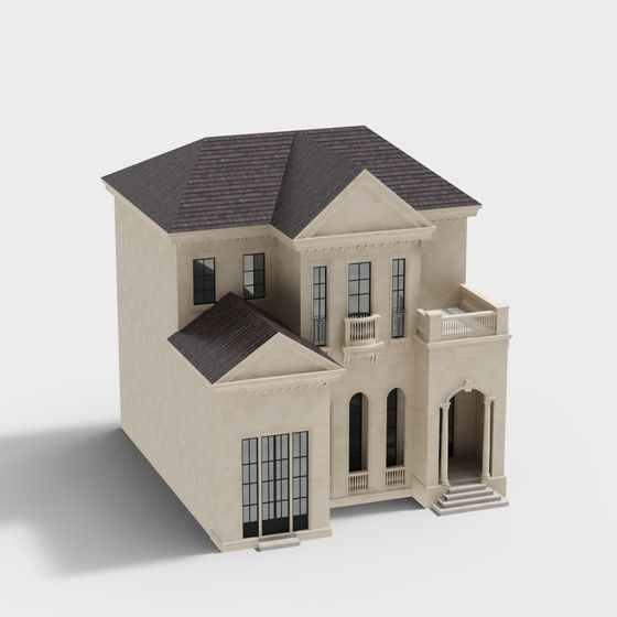 Elegant Low-Poly High-Detail Villa 3D Model