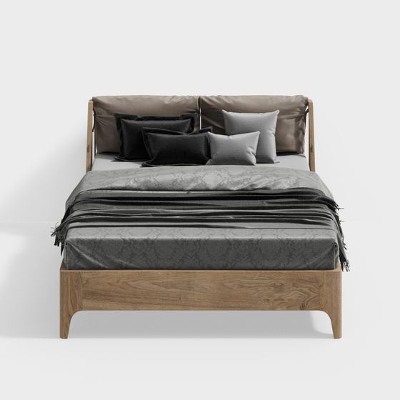 Chic Scandinavian Bed Frame 3D model for Modern Interiors