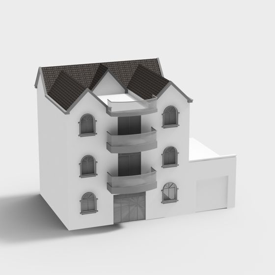 Stylish Low-Poly Villa 3D model for Creative Projects