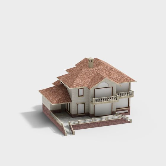 Charming Low-Poly Country Villa 3D model