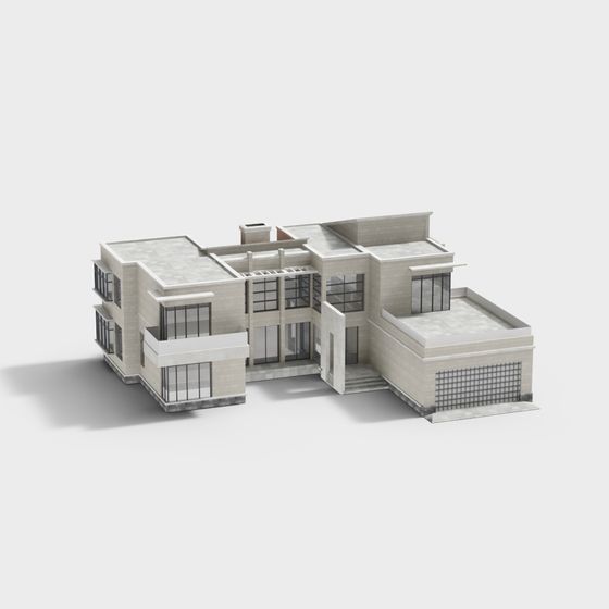 Modern Low-Poly Villa 3D model