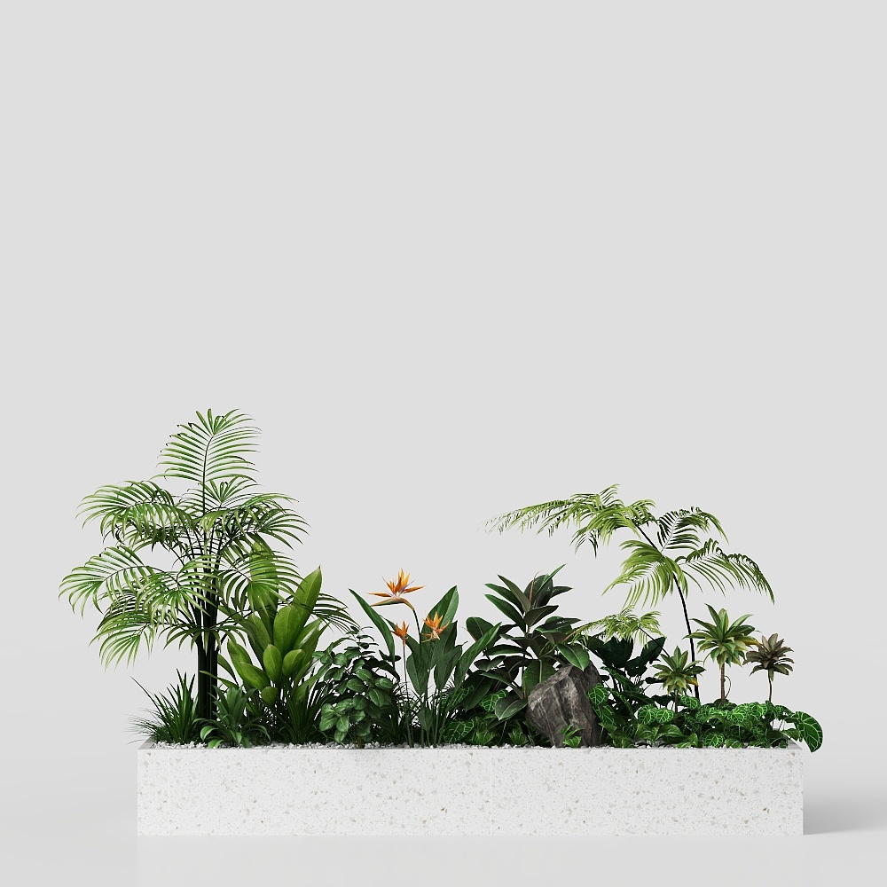 Tropical Garden 3D Model – Low-Poly Plants & Planter