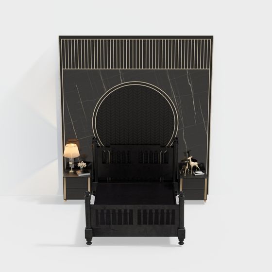 Art Deco Masterpiece Bed Frame 3D model for Stylish Interiors