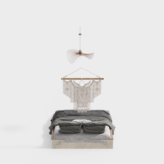 Stunning 3D Model of Floating Bed and Pendant Light