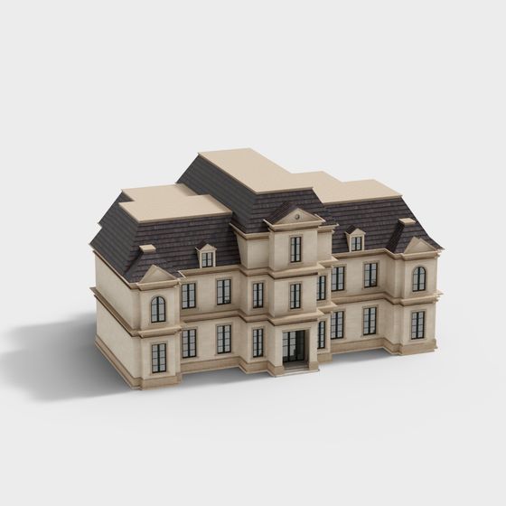 Luxurious Villa 3D model in Low Poly Style