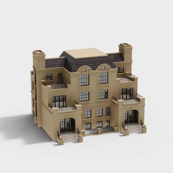 Charming Low-Poly 3D Villa Model