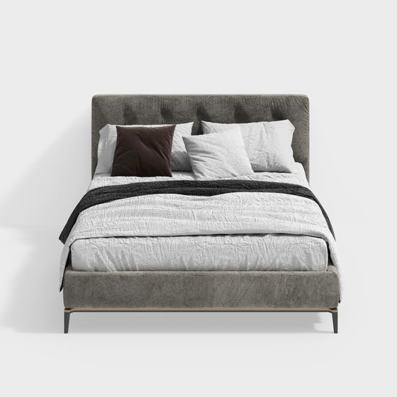 Elegant Modern Bed 3D model for Contemporary Interiors
