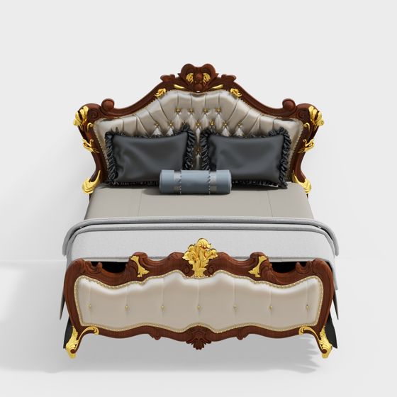 Elegant Low-Polygons 3D Bed Model