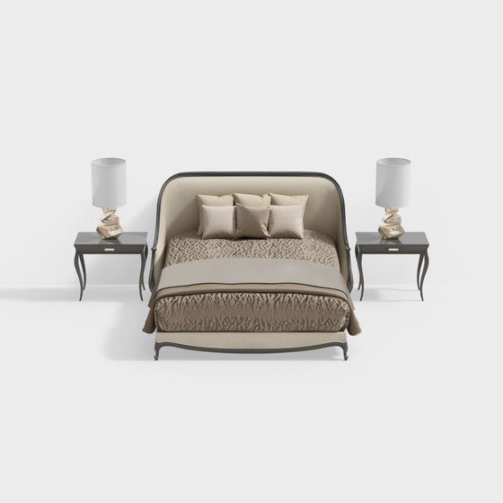 Elegant Low-Polygon Bed 3D model for Modern Interiors