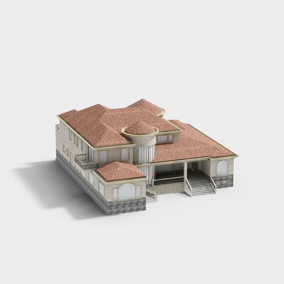 Villa Retreat Low Poly 3D model