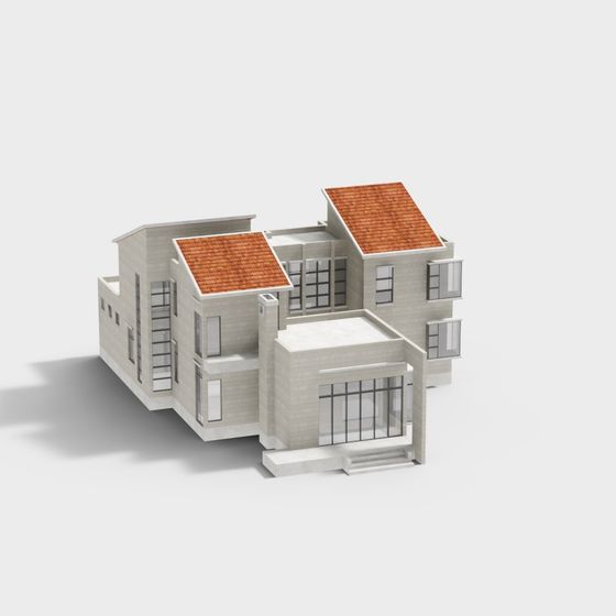 Modern Low-Polygon Villa 3D model