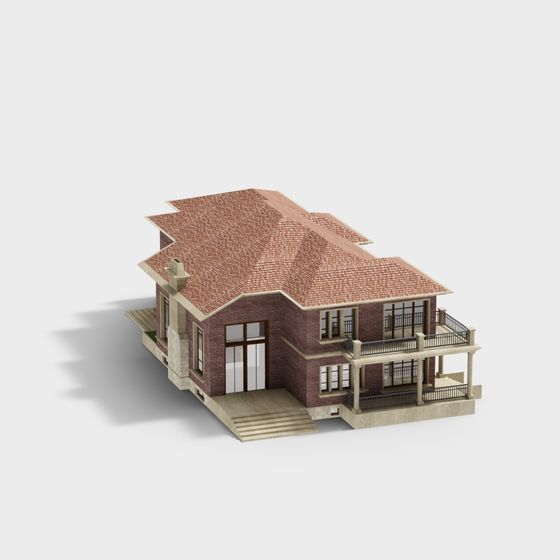 Charming Low-Poly Country Villa 3D model