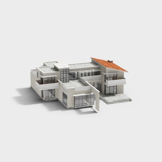 Unique Low-Polygon Residential Building 3D model