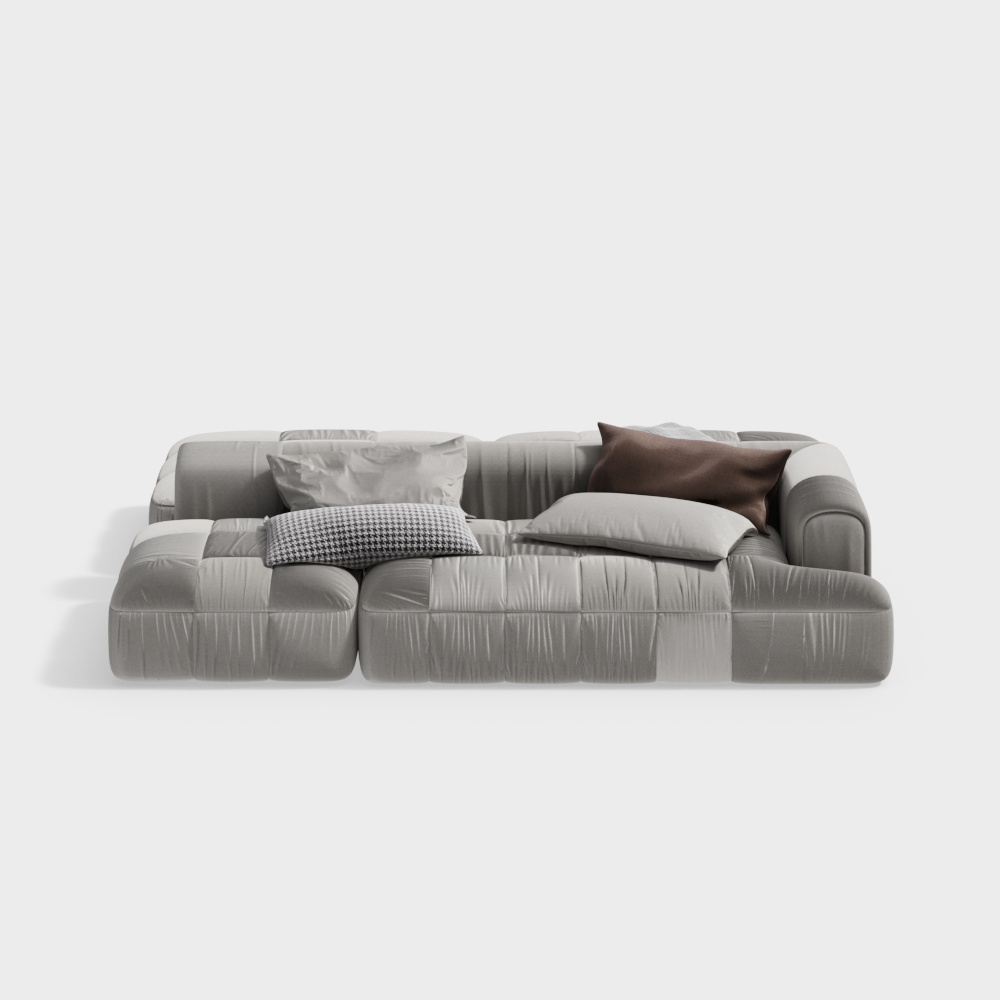 Modern Low-Poly Sofa 3D Model – Minimalist Leather Design