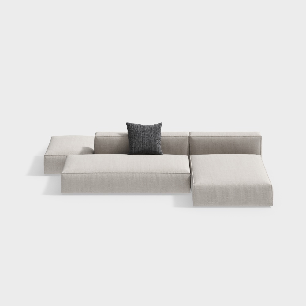 Urban Comfort Sofa 3D Model – Low-Poly Fabric Design