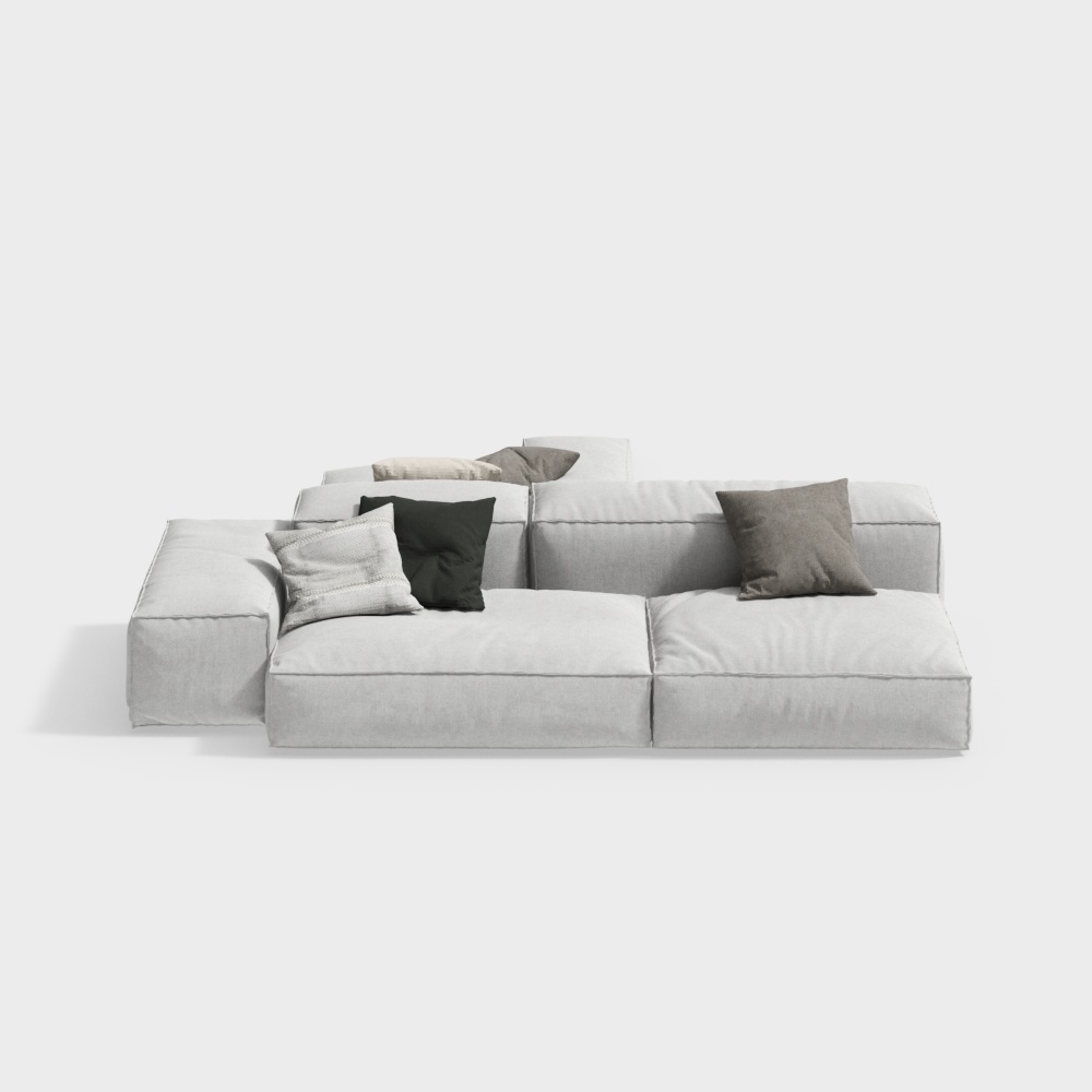 Urban Comfort Low-Poly Sofa – Gray Fabric Design