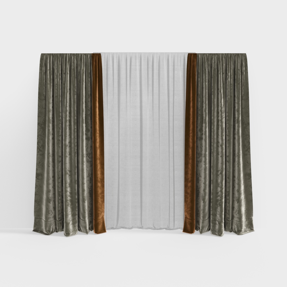 Stylish Curtain 3D Model – Low-Poly Textured Drapery