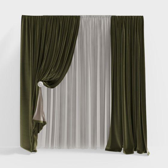 Elegant Low-Poly Curtain 3D Model