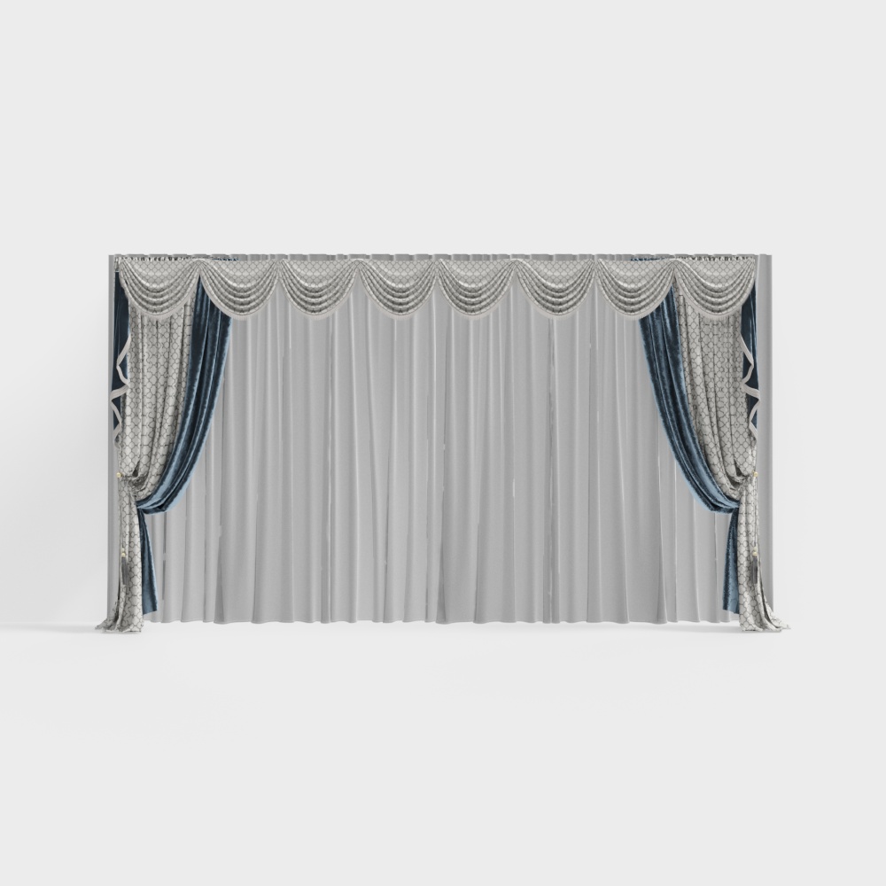 Elegant Drapes 3D model with Intricate Lace Patterns