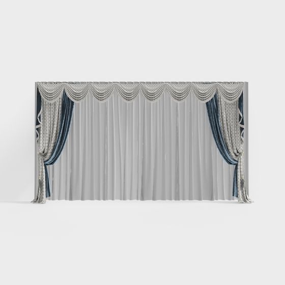 Elegant Drapes 3D model with Intricate Lace Patterns