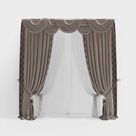 Elegant Low-Poly Curtain 3D model