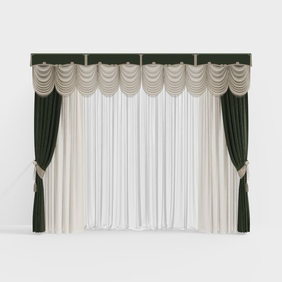 Elegant 3D Curtain Model for Interior Design