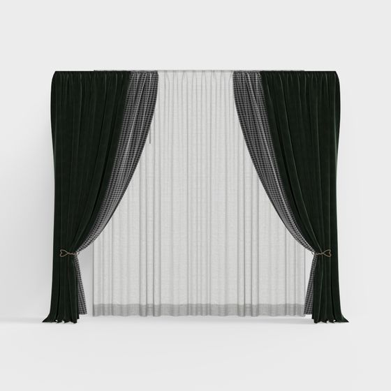 Elegant Velvet Drapes 3D Model