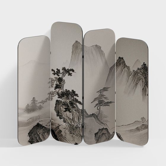 Oriental Ink Landscape 3D Screen Model