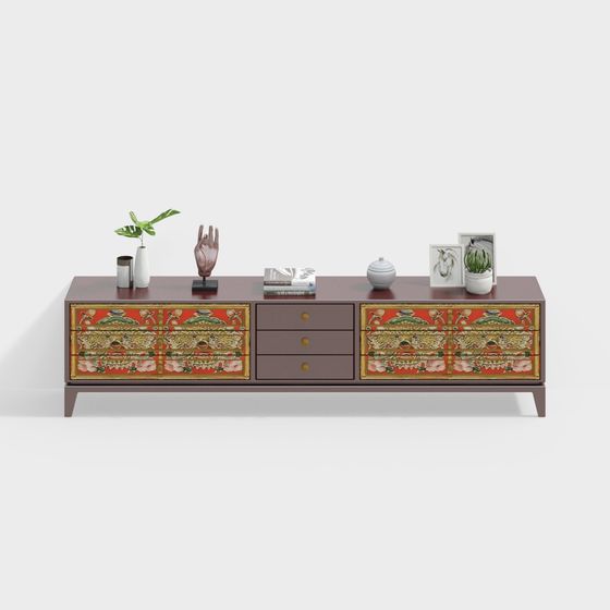 Traditional-Modern Fusion TV Cabinet 3D model