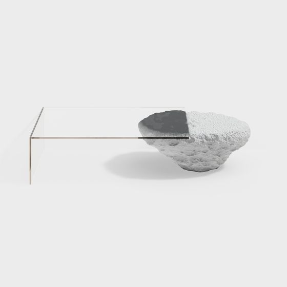 Rock Glass Table Low-Poly 3D Model
