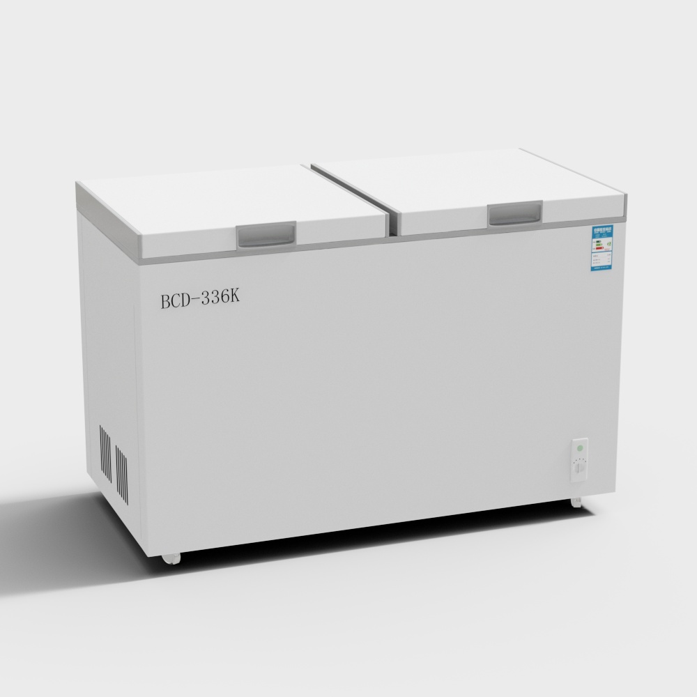 Sleek Double-Door Refrigerator 3D model