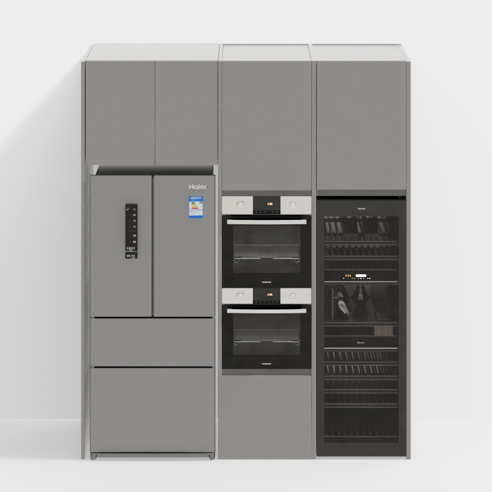 Stylish 3D Refrigerator Model – Sleek Gray Design