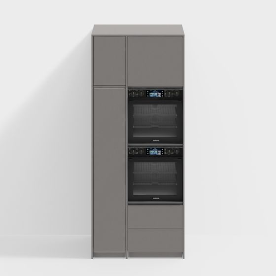 Gray Modern Kitchen Appliance Cabinet 3D Model