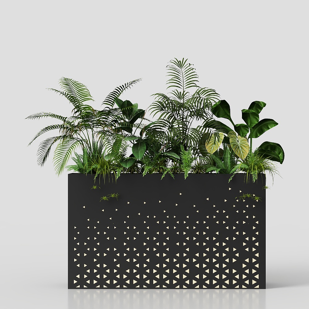 Urban Oasis Planter 3D Model – Tropical Geometric Design
