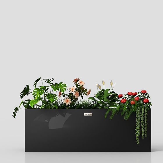 Modern Garden Flowerbed 3D model