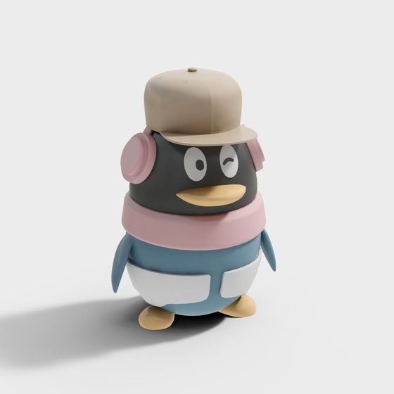 Charming Low-Poly Pengu Penguin 3D model