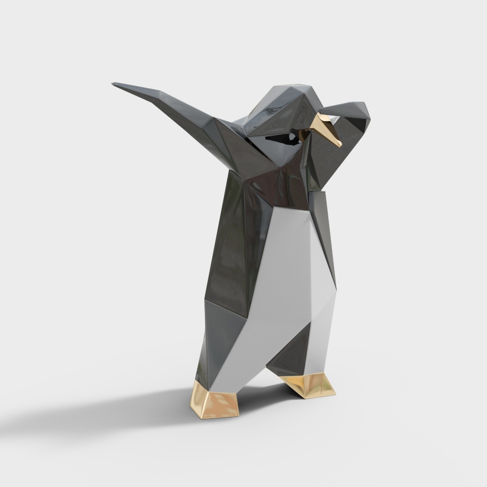Low Poly Penguin 3D Model in Geometric Style