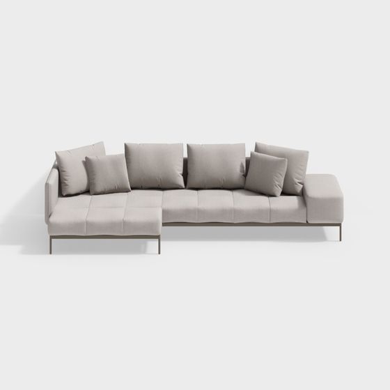 Contemporary Gray Sofa 3D model for Stylish Spaces