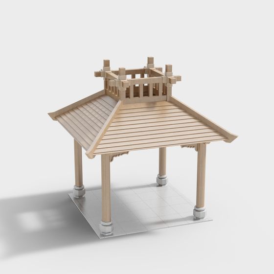 Elegant Oriental Pavilion 3D model