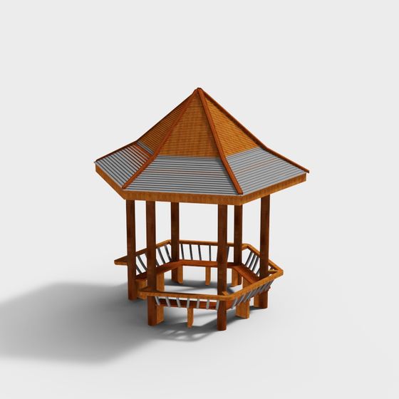 Low-Polygon Pavilion 3D model for Serene Spaces