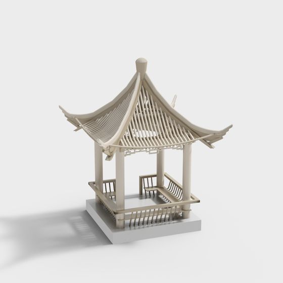 Elegant Oriental Pavilion 3D model for Creative Projects