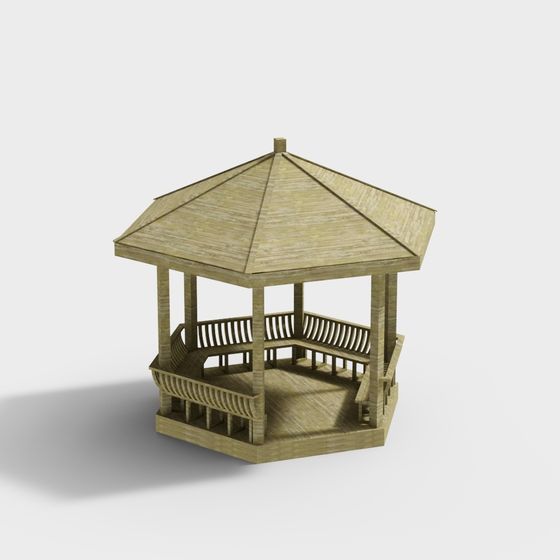 Charming Low-Poly Pavilion 3D Model